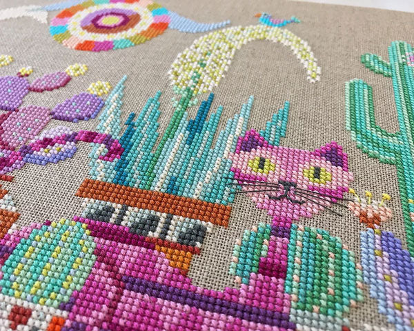 Cactus Cat Cross Stitch Pattern