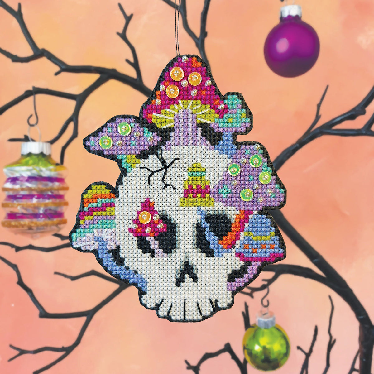 Cross Stitch Halloween Ornament Kit - Fun Guy