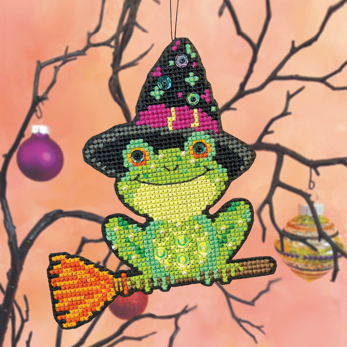 Cross Stitch Halloween Ornament Kit - Hoppy Halloween