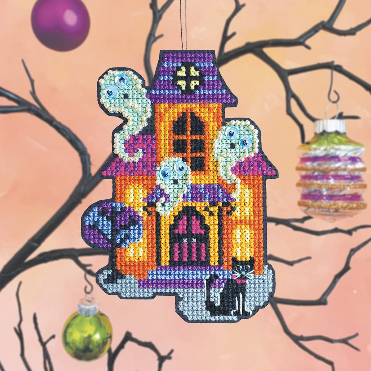 House Guests Cross Stitch Halloween Ornament Kit