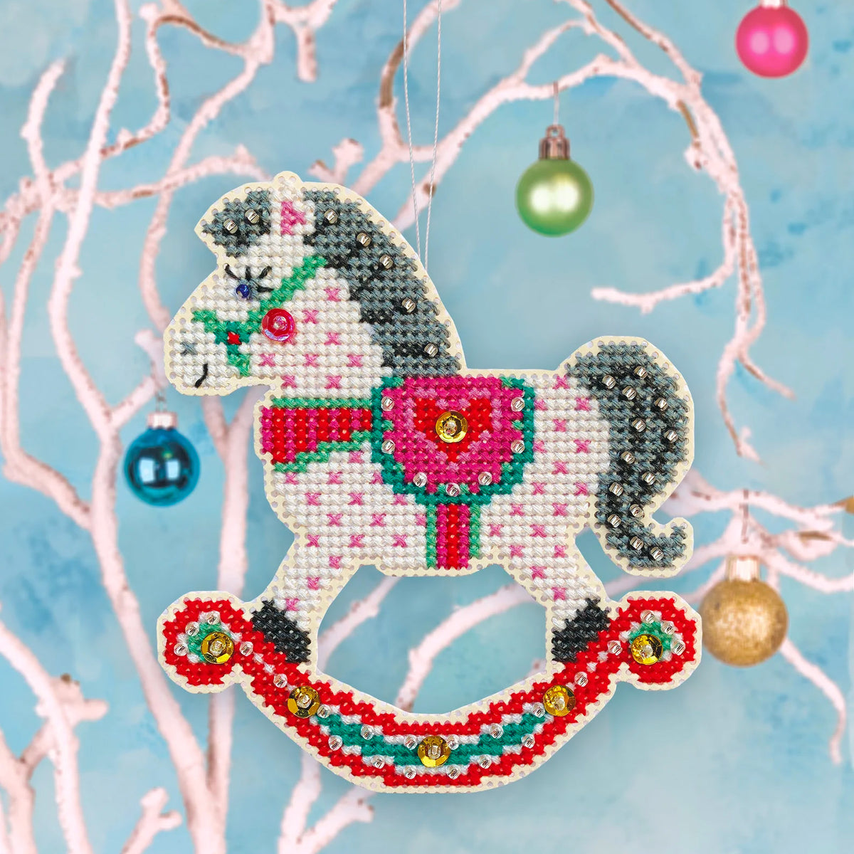Rocking Horse Cross Stitch Ornament Kit