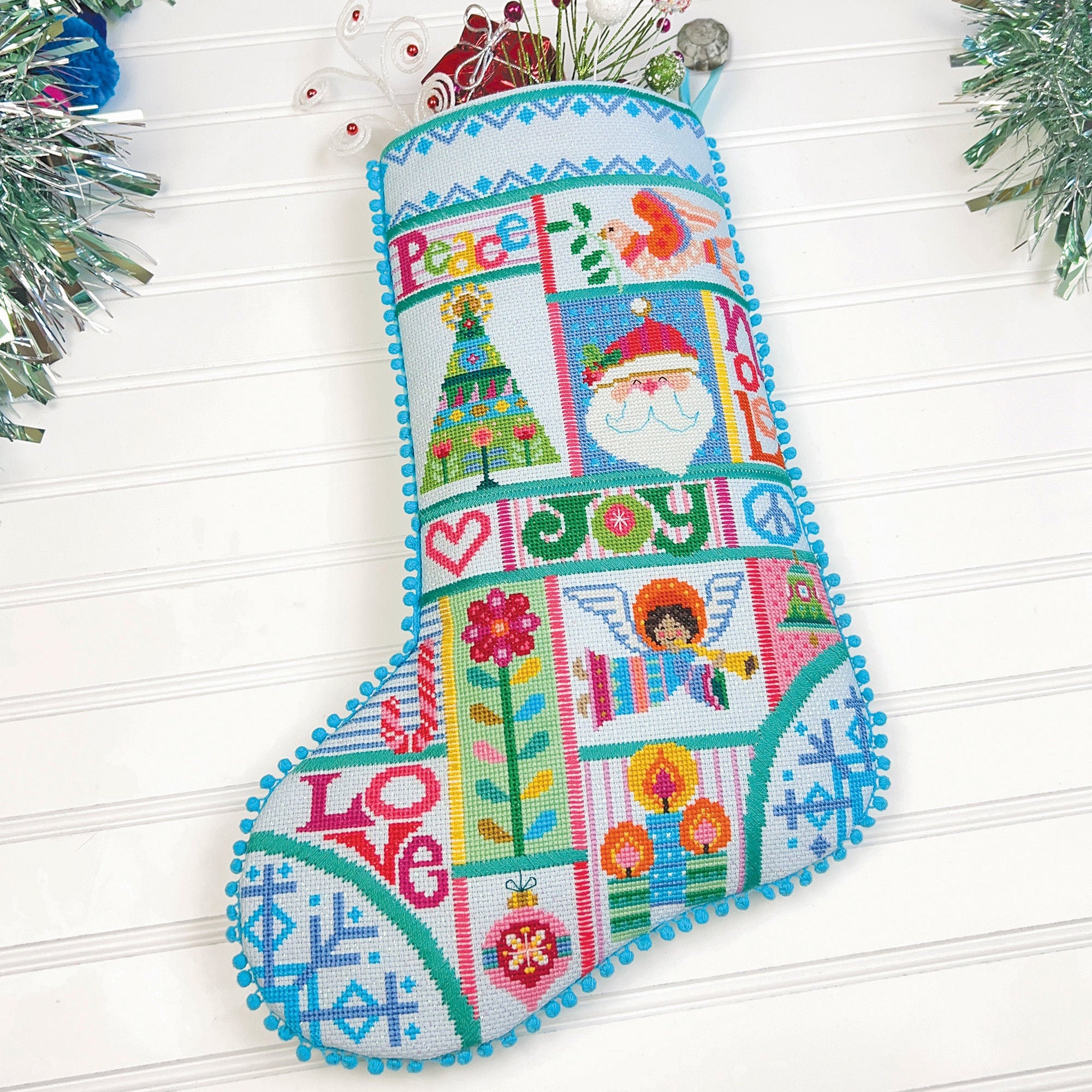 Christmas Clock Stockings cross stitch chart - StitchyBox Samplers