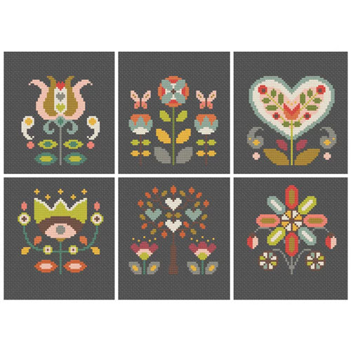 Folk Flowers Cross Stitch Pattern