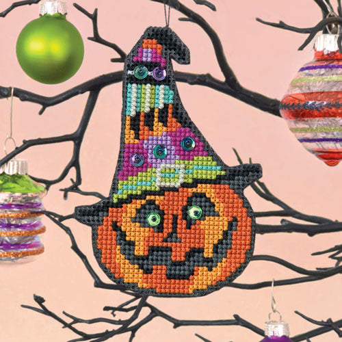 Miss Witch Halloween Cross Stitch Ornament Kit