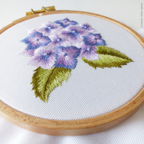 Purple Hortensia Mini Hoop Hand Embroidery Kit