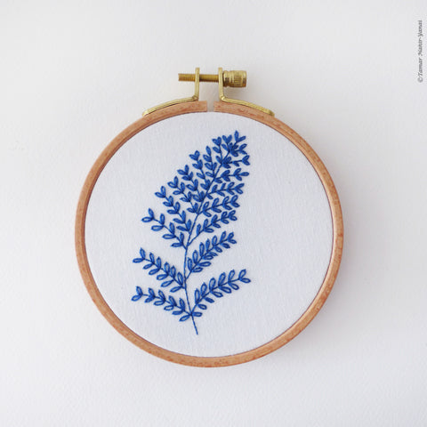Pink and Blue Palm Leaves 6 inch Modern Embroidery Hoop