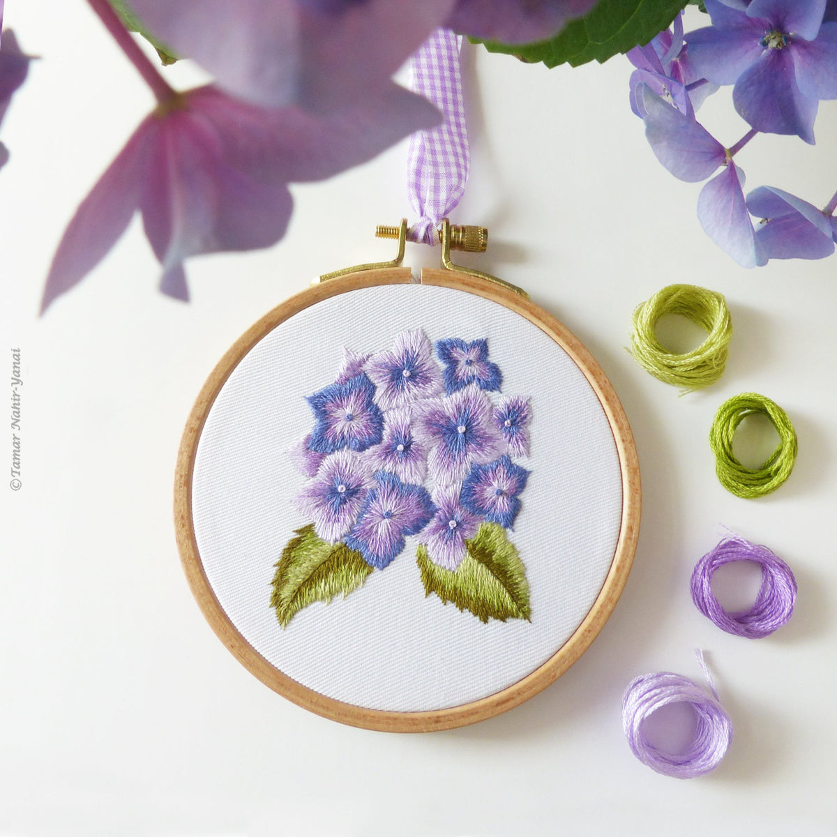 Purple Hortensia Mini Hoop Hand Embroidery Kit