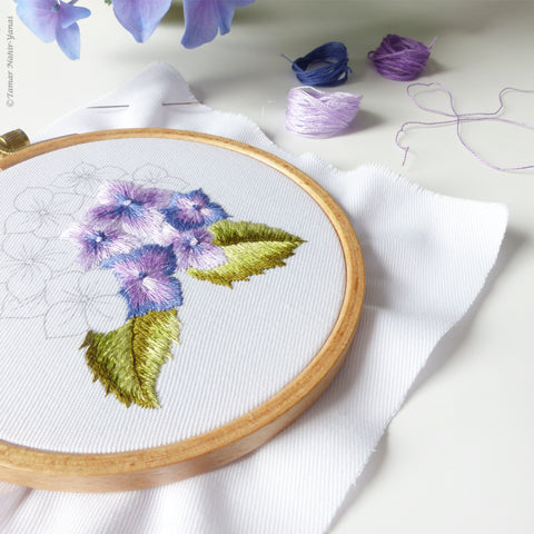 Purple Hortensia Mini Hoop Hand Embroidery Kit