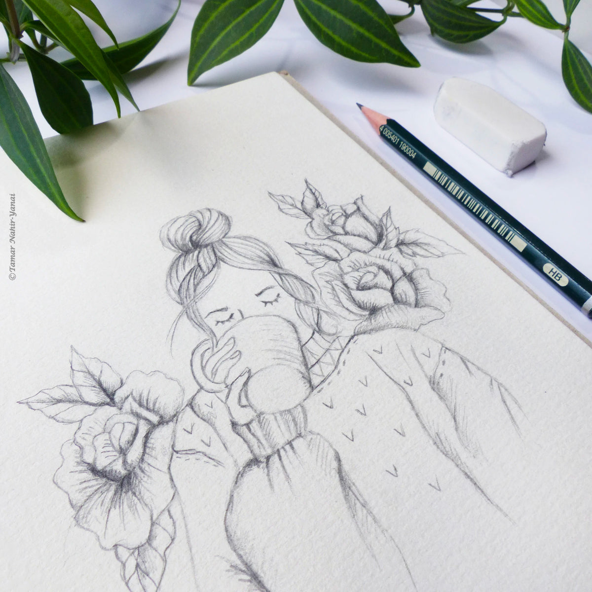 Blue Floral Lady Hand Embroidery Kit