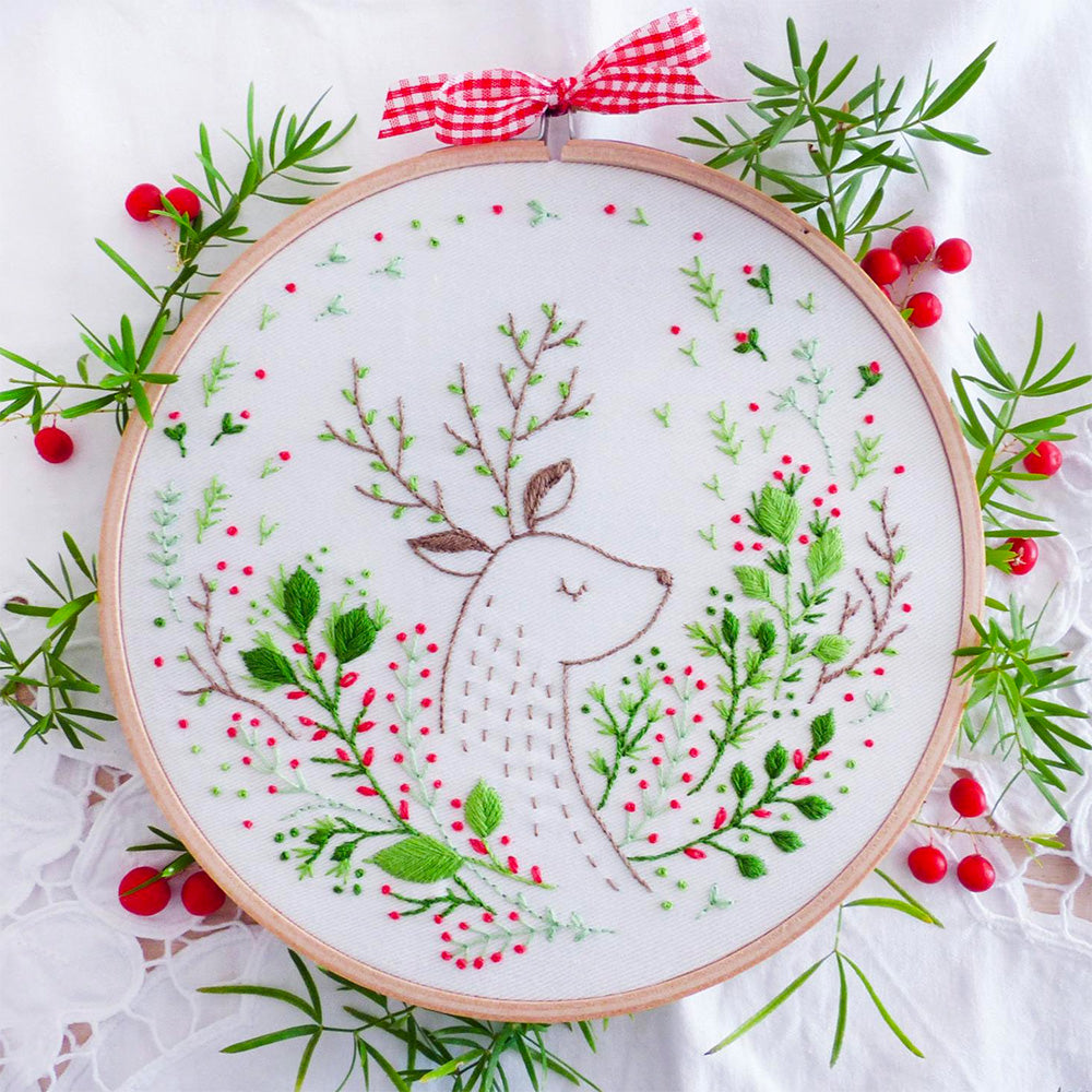 Christmas Deer Hand Embroidery Kit