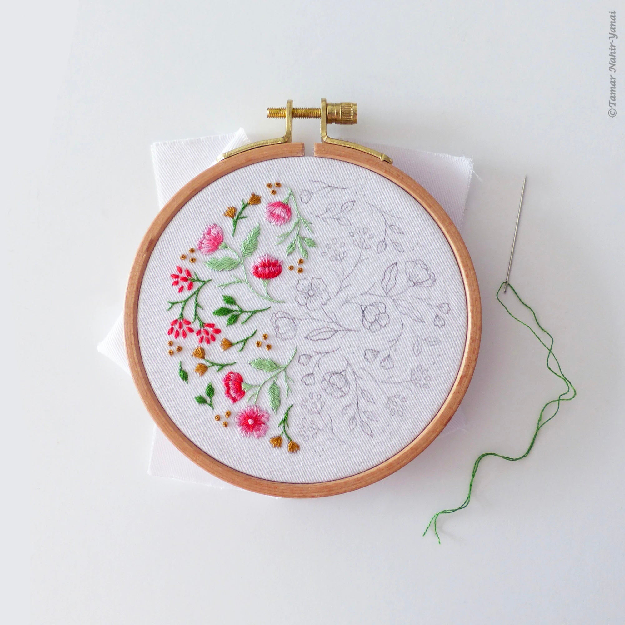 Christmas Flowers Mini Hand Embroidery Kit - Stitched Modern