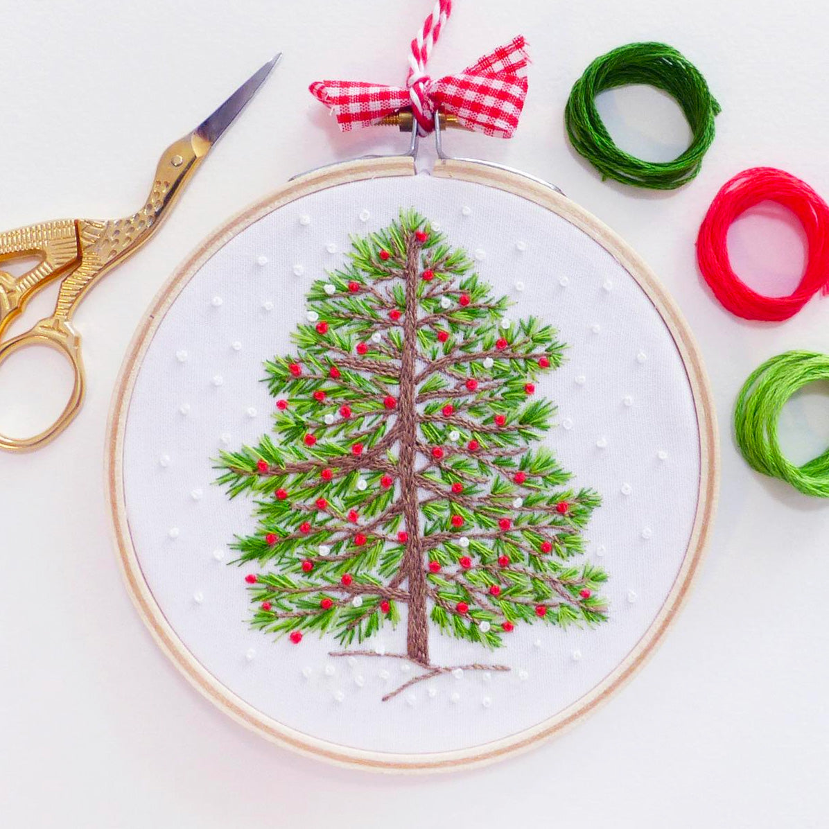 Christmas Tree Mini Hoop Hand Embroidery Kit