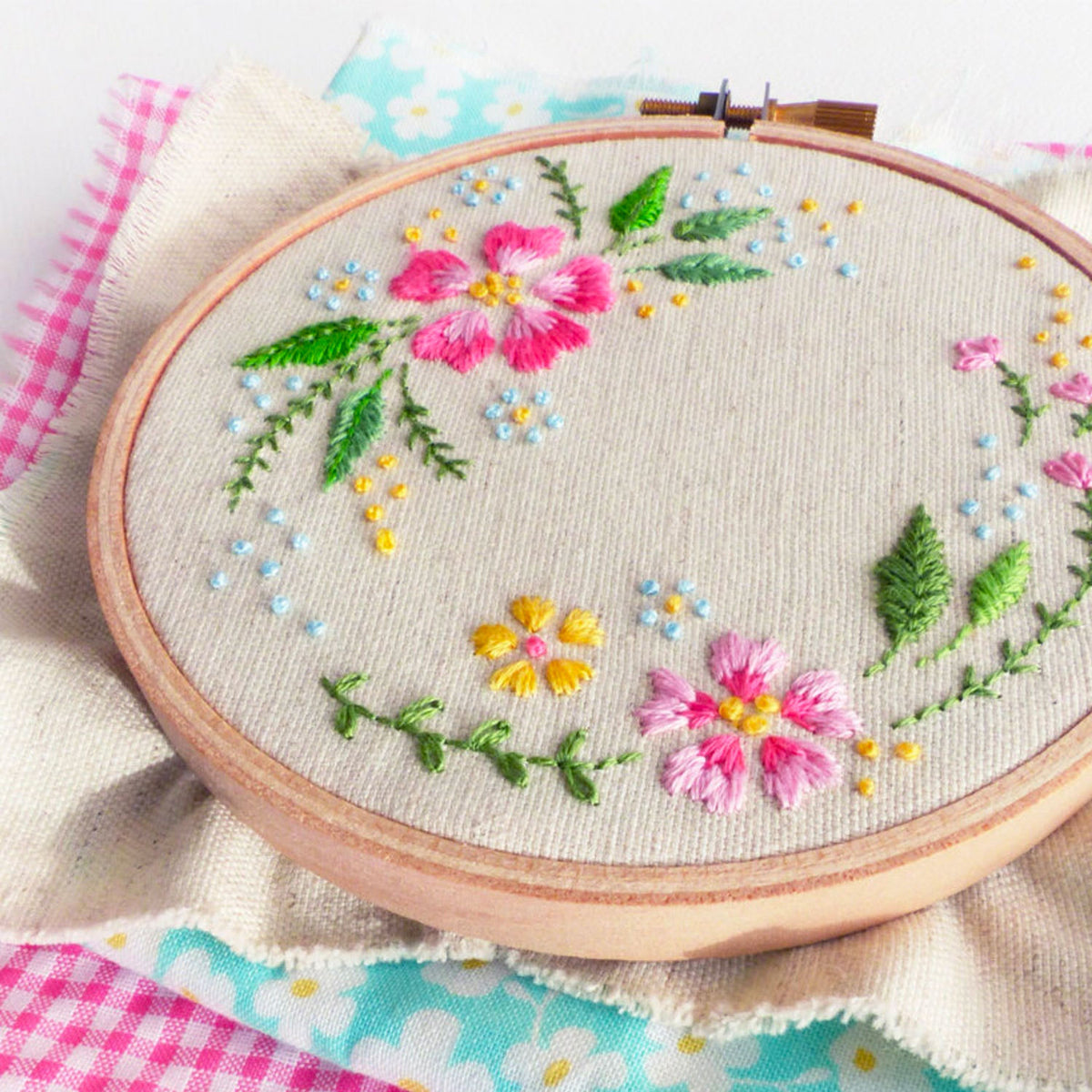 Circle of Flowers Mini Hoop Hand Embroidery Kit