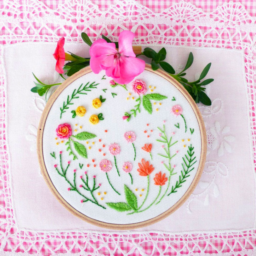 Happy Garden Mini Hoop Hand Embroidery Kit