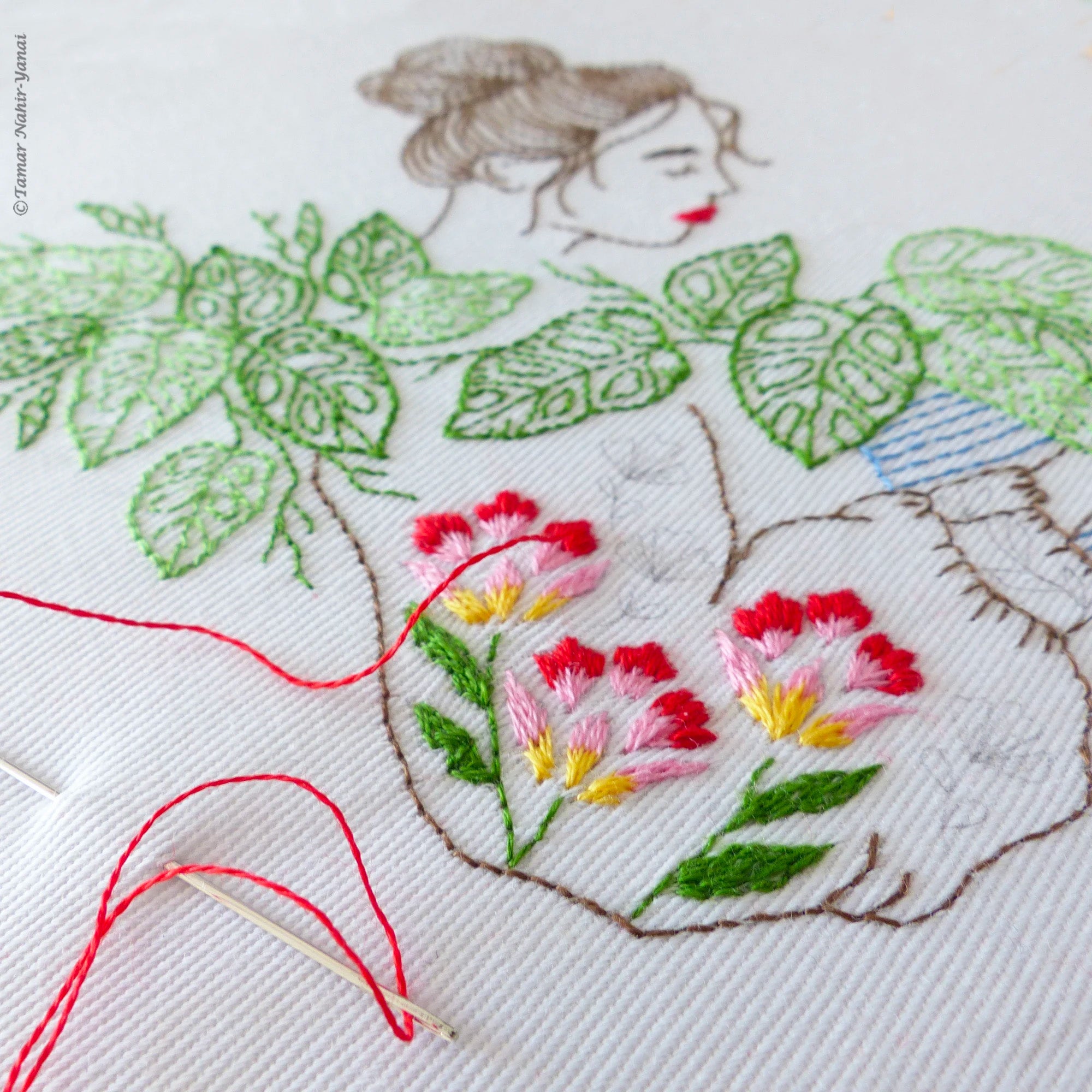 Dreamy Lady Hand Embroidery Kit - Stitched Modern