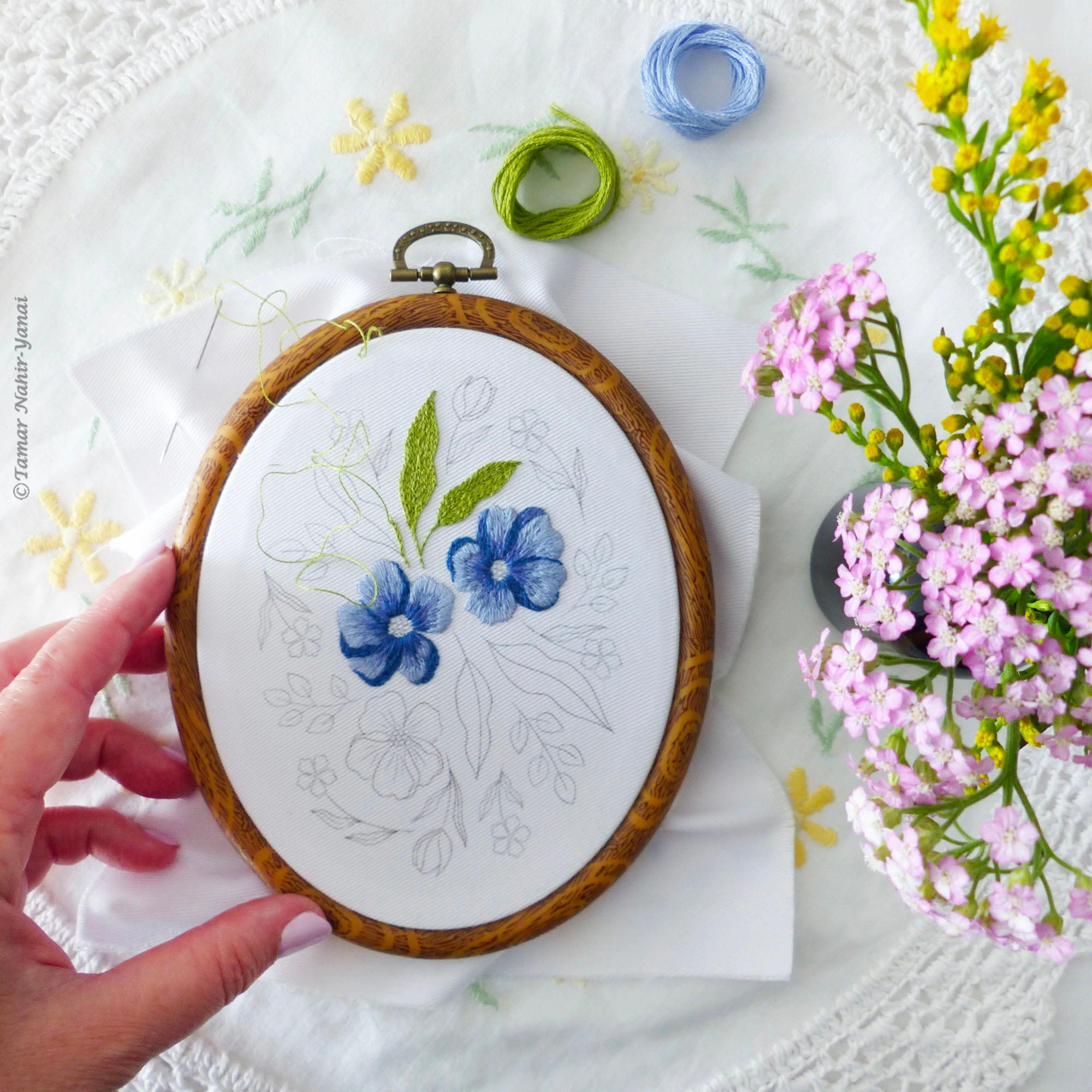 Mini Purple Hortensia - 4 embroidery kit – Tamar Nahir-Yanai