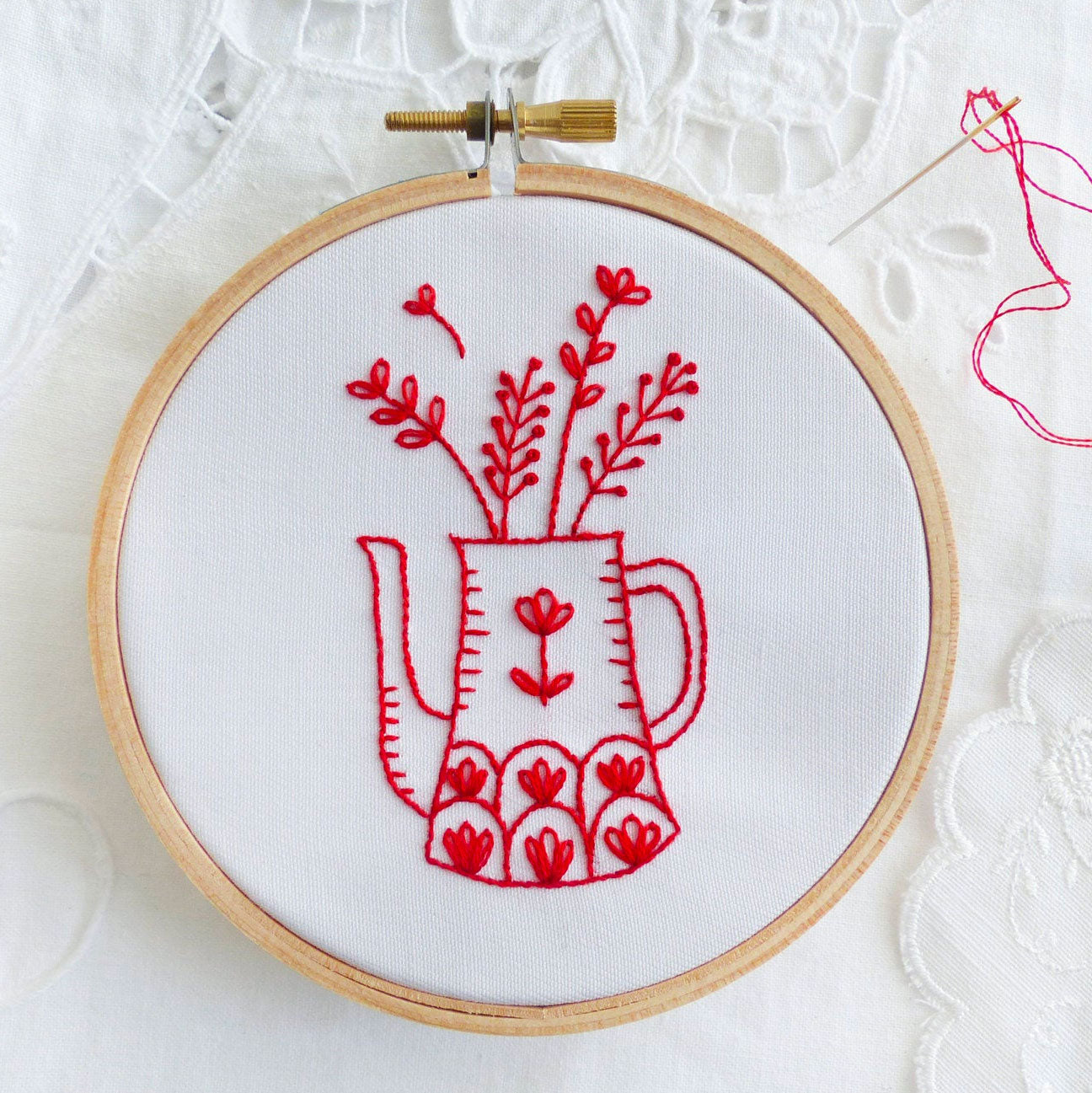 DIY Hand Embroidery Kit Houseplants Beginner Starter Embroidery