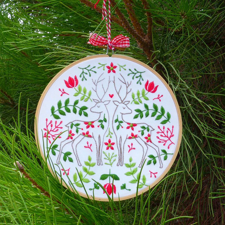 Two Christmas Deer Hand Embroidery Kit