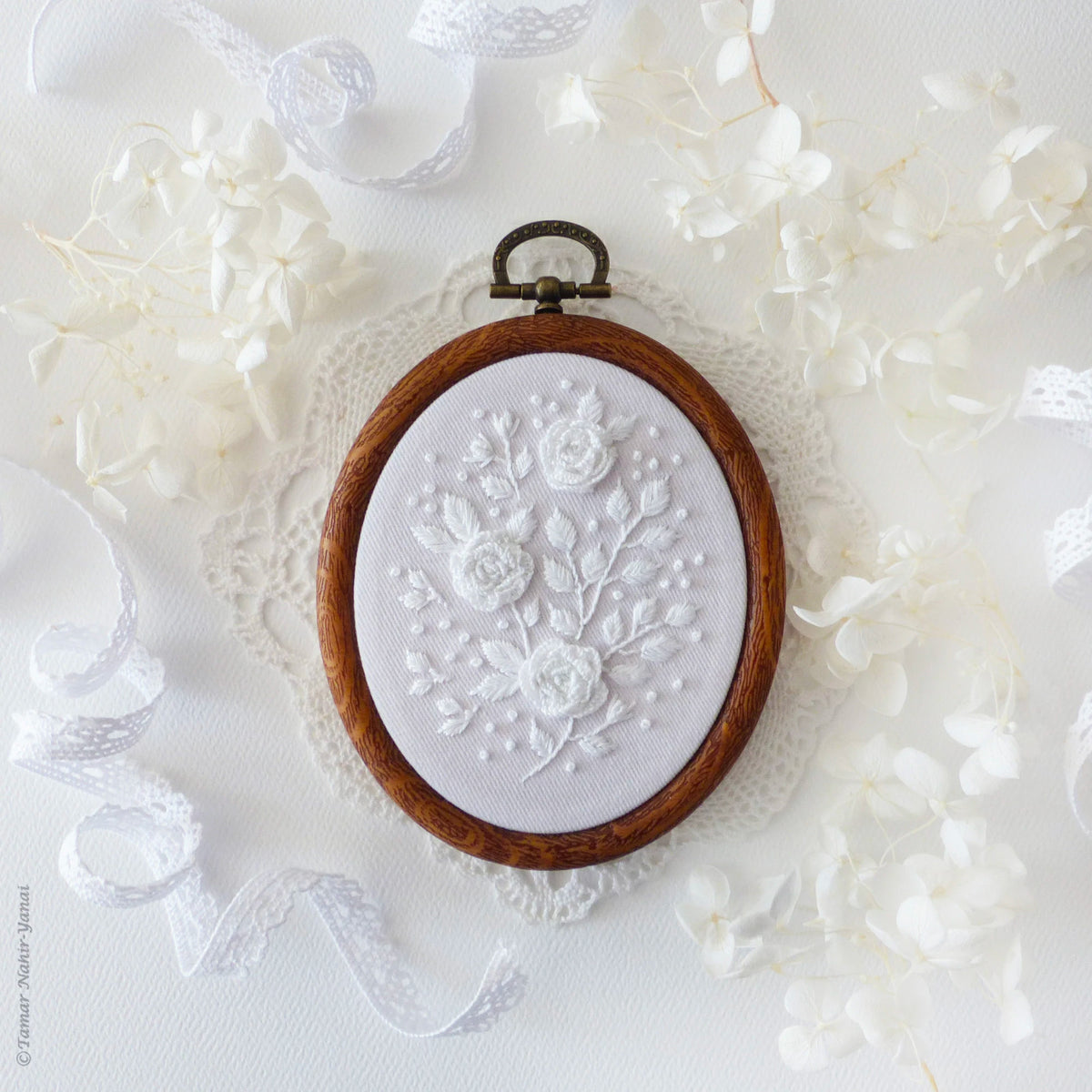 White Roses Hand Embroidery Kit