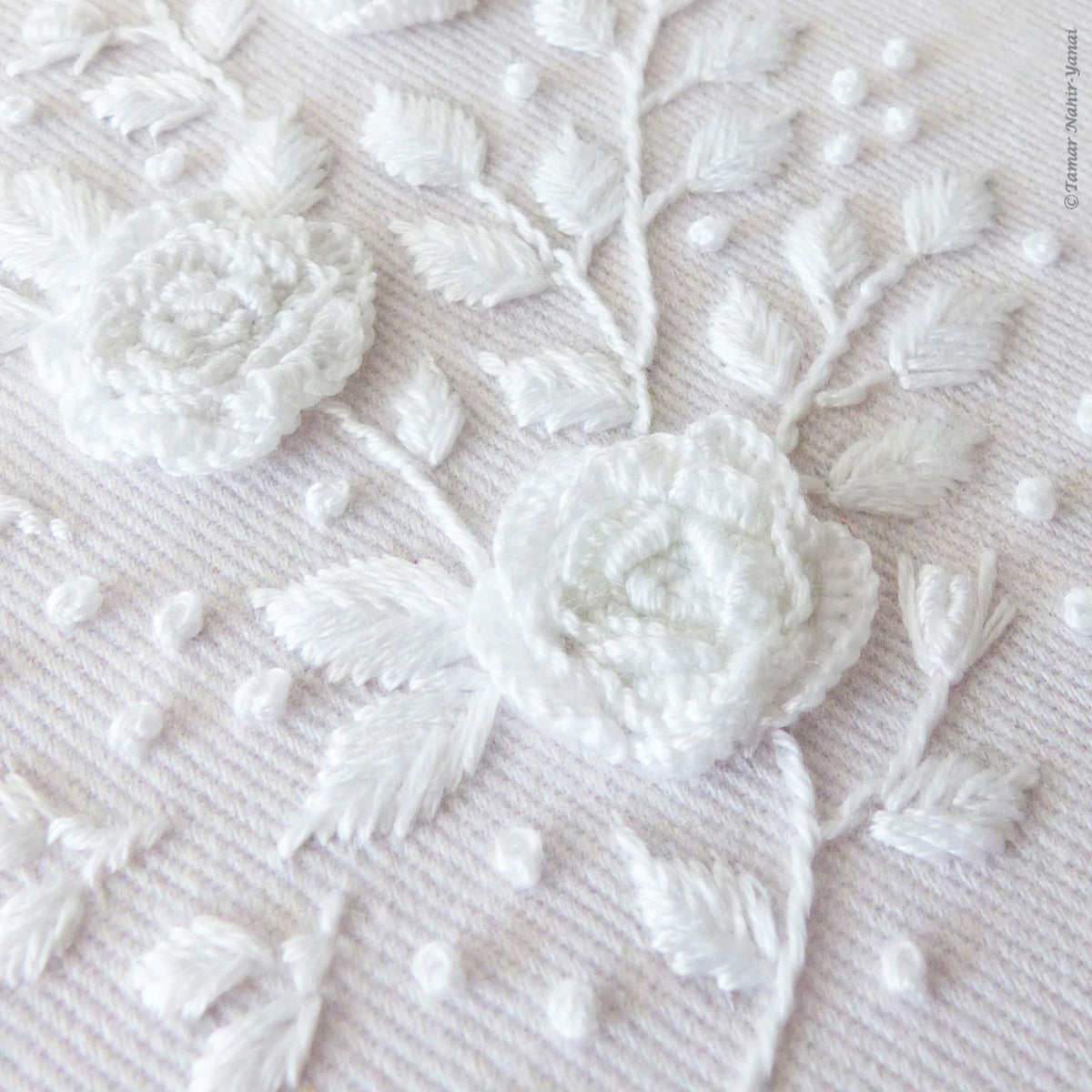 White Roses Hand Embroidery Kit