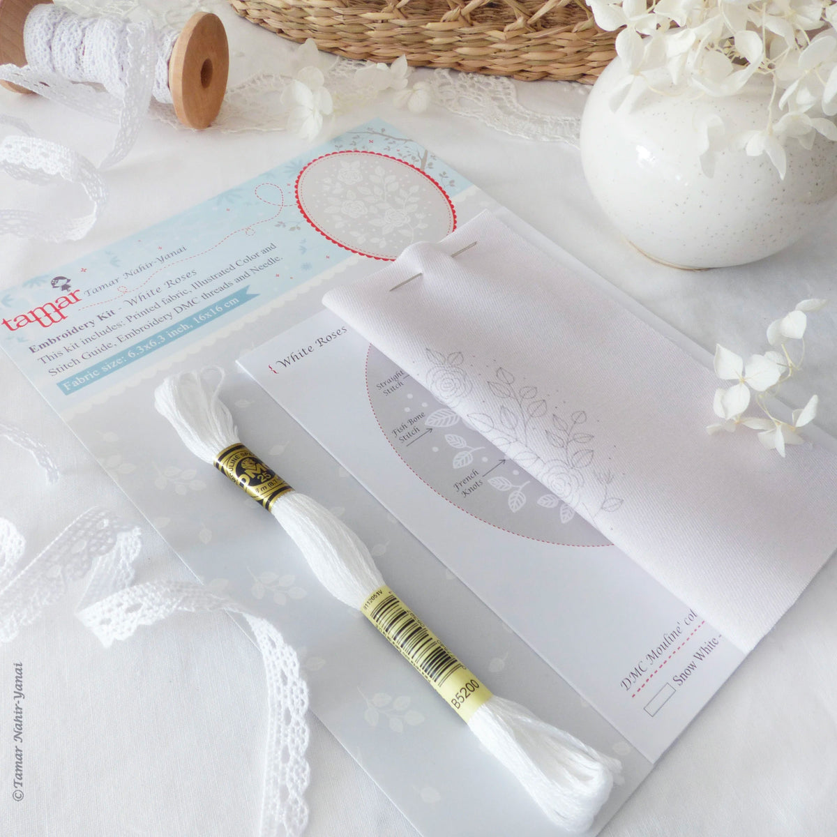 White Roses Hand Embroidery Kit