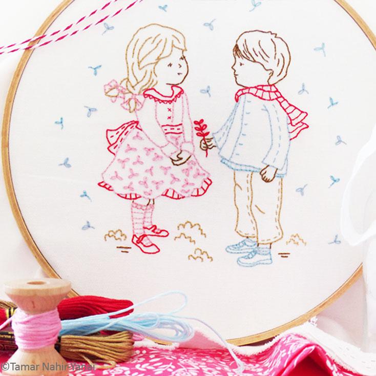Children's Drawing Print Embroidery Hoop Wall Art Kids Drawing