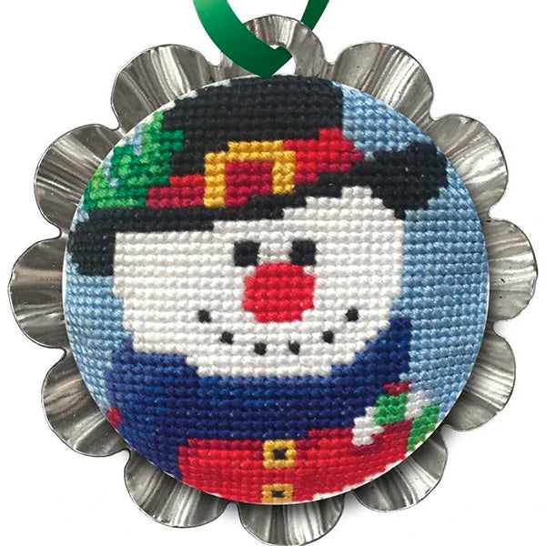 Tart Tin Cross Stitch Ornament Kit - Jolly Snowman