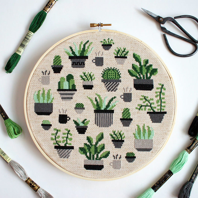 Botany Dark Cross Stitch Pattern-Stitched Modern