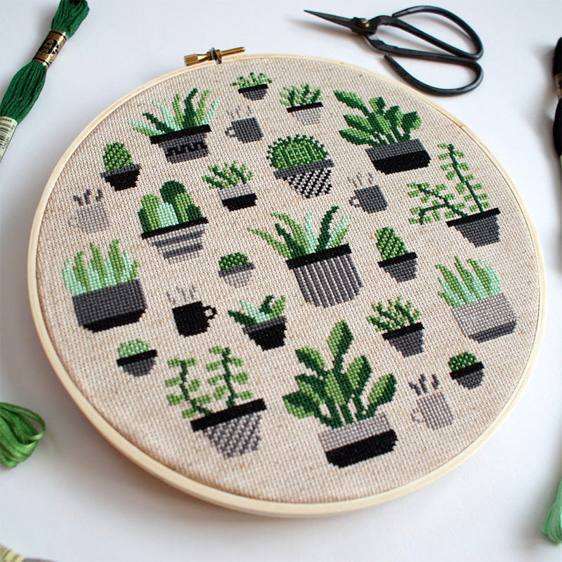 Botany Dark Cross Stitch Pattern-Stitched Modern