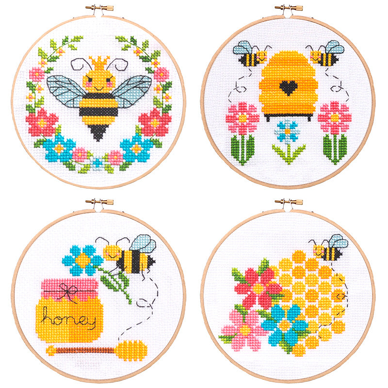 Bees and Honey Cross Stitch Pattern