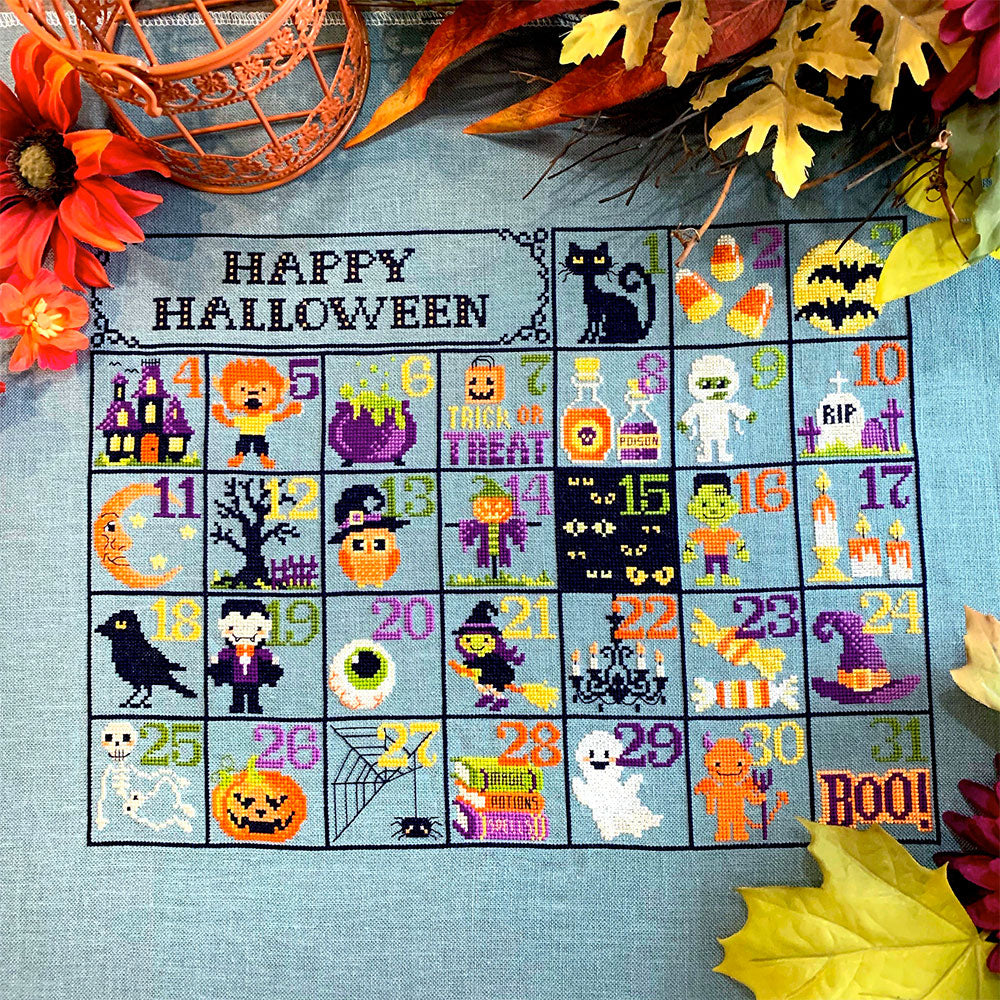 Halloween Calendar Cross Stitch Pattern