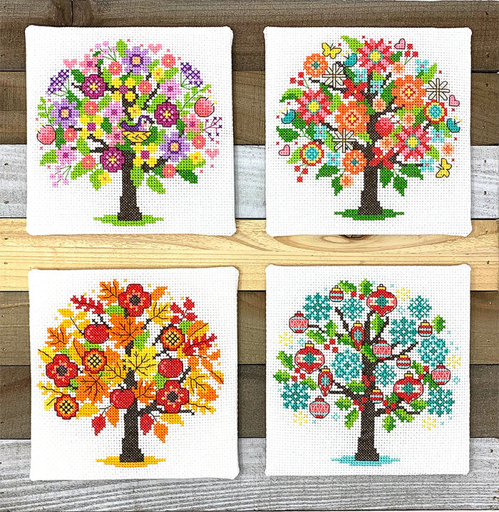 Seasonal Trees Cross Stitch Pattern