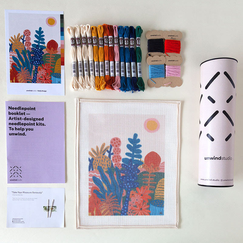 Needlepoint Kit - Jungley Flowers - Stitched Modern