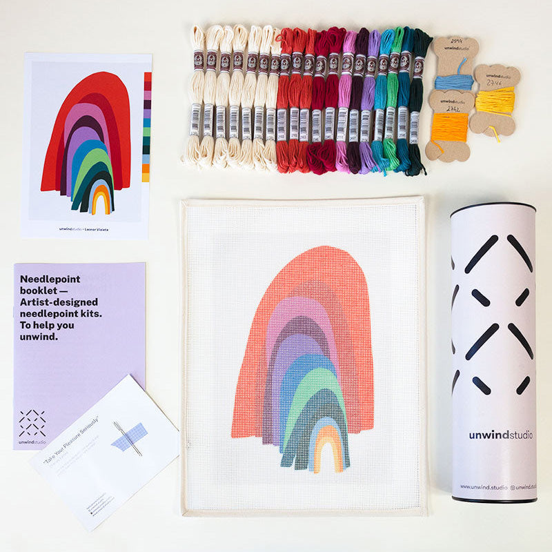 Beginner Needlepoint Kit - Pink Ice Protea - Stitched Modern