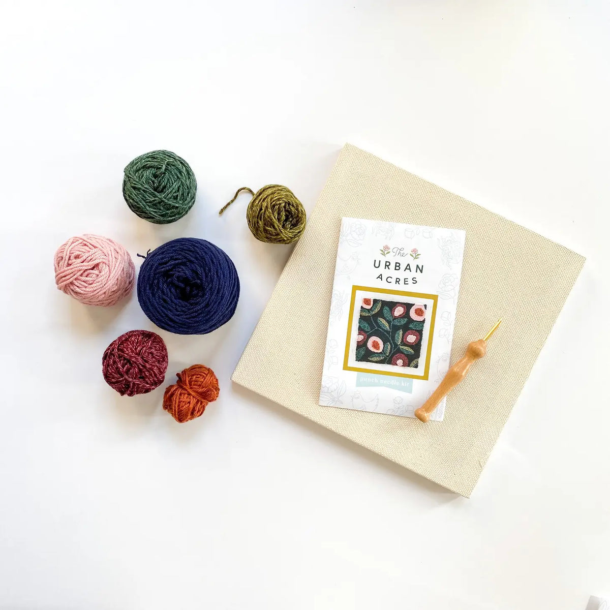 Square Punch Needle Kit - Fall Floral and Vines