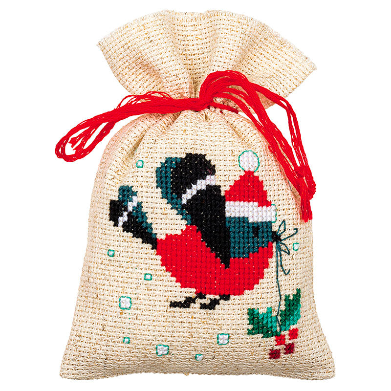 Vervaco Counted Cross Stitch Sachet Bags Kit 3.2X4.8 3/Pkg-Christmas Bird and House (18 Count)