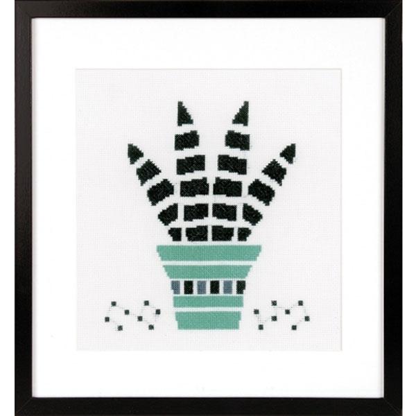 Abstract Succulent Cross Stitch Kit - Green and Black